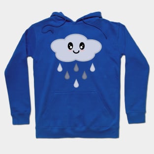 Kawaii Cute Happy Rain Cloud in Light Blue Hoodie